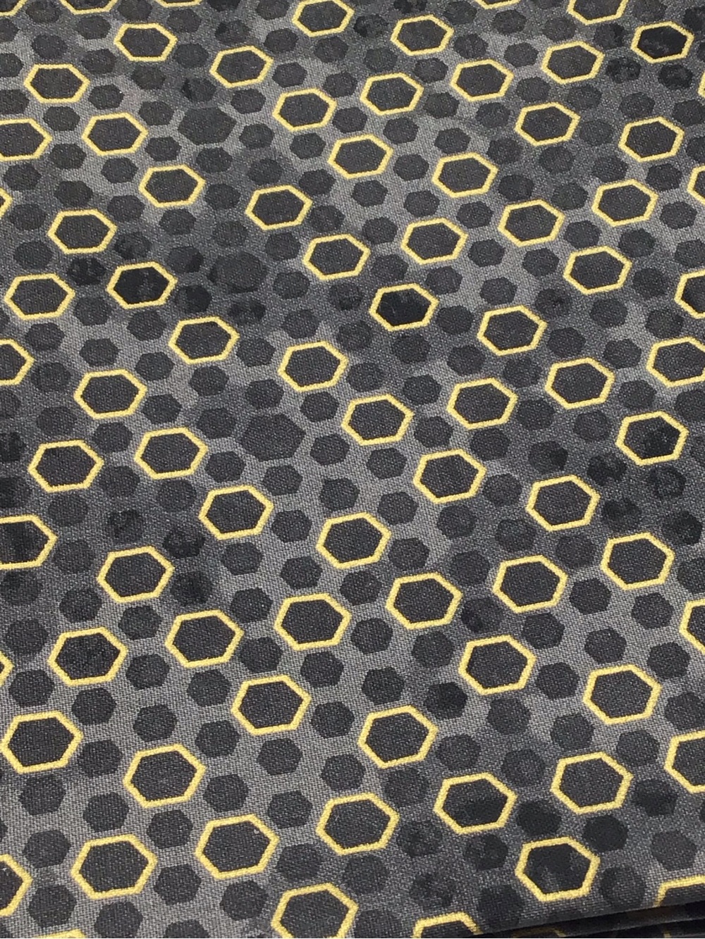KEEPSAKE the Label Black Fabric,gold metallic Hexagon Motif 3ydx45in100% cotton